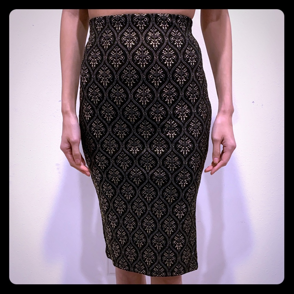 Gold stud pencil skirt